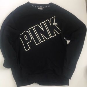 PINK black crewneck sweater with pocket- xs